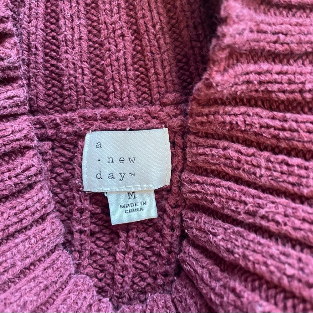 a new day Women's Cable Knit Turtleneck Sweater - Burgundy - Picture 5 of 6